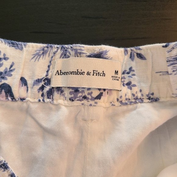 Abercrombie and Fitch Linen Blend Shorts Tropical Print Tailored Beach Resort M - Picture 4 of 10